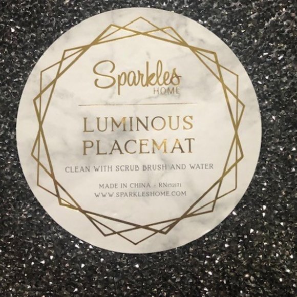 2 Sparkles Home Luminous Black Silver Placemat Charger Glam Rhinestone Halloween - Picture 5 of 5